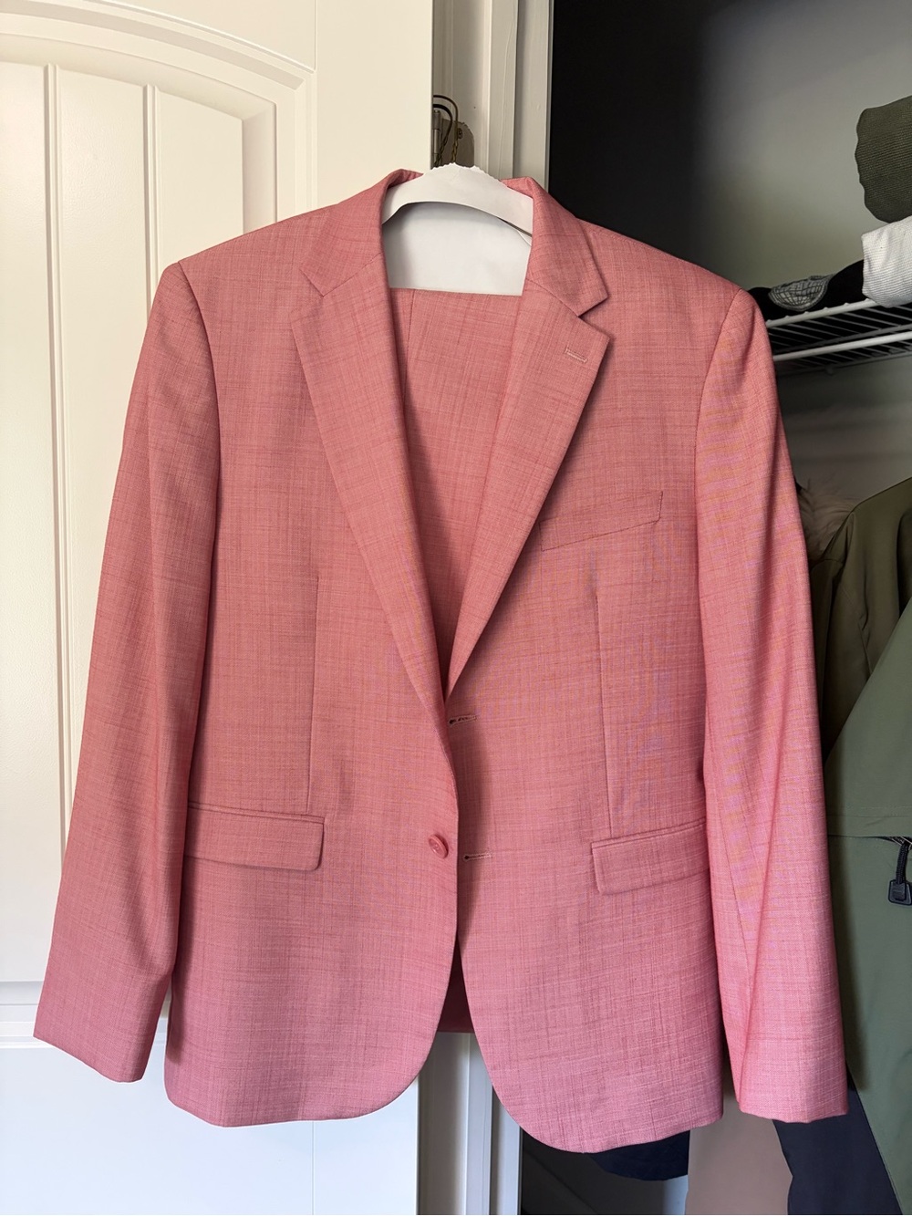 men’s pink suit jacket and pants - 2 front buttons
